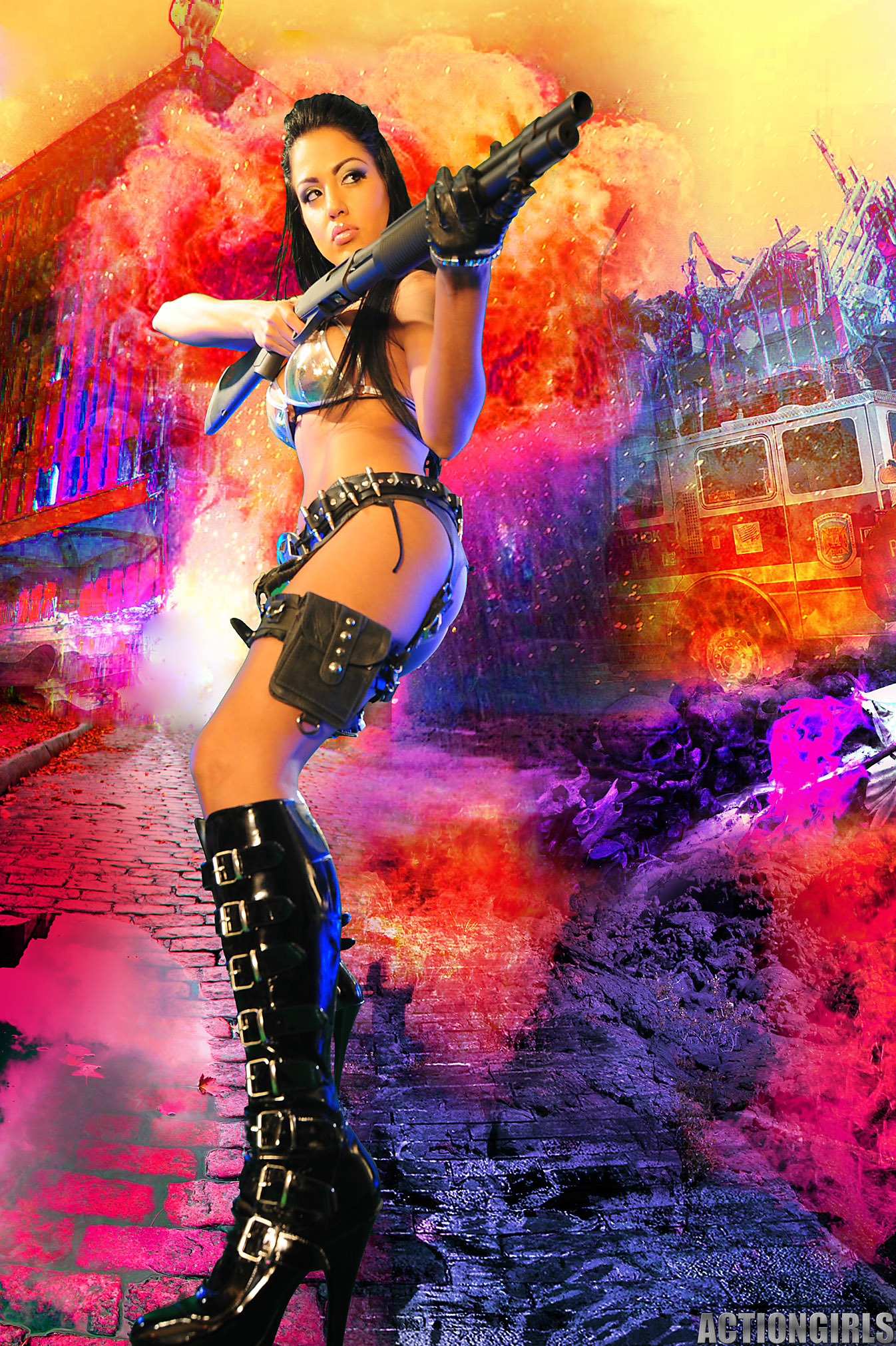 brunette gun girl — 56