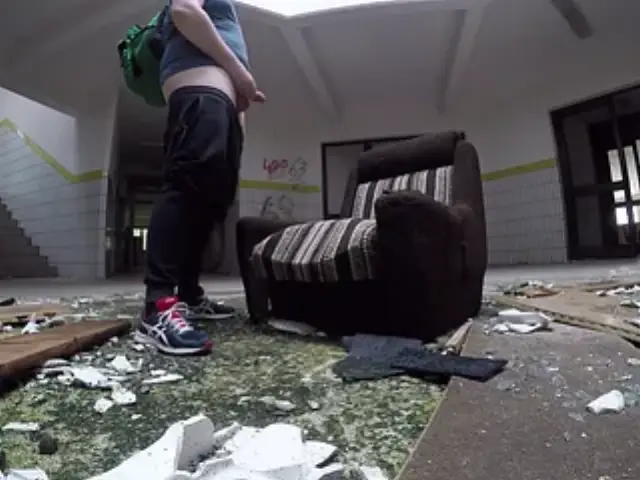 Urbex Peeing! Pissing and Cumming all over the Abandoned Buildings